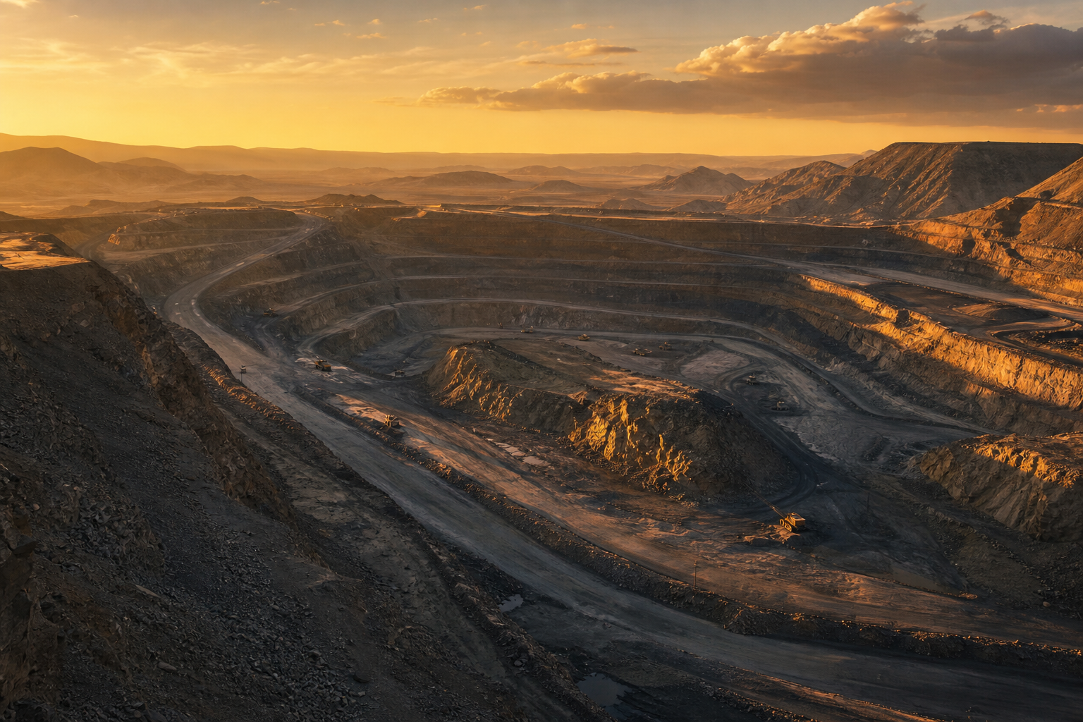 Open pit mine site overview