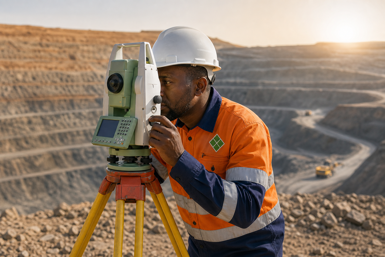 Mine surveyor using total station equipment